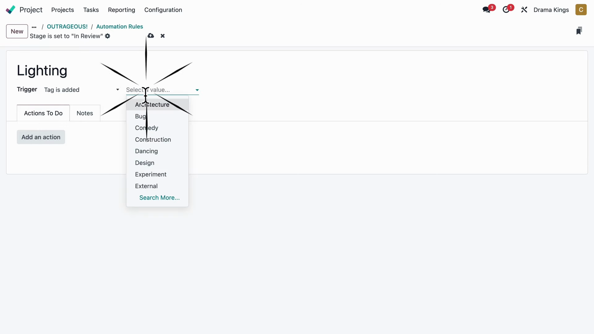 自動化規則設定,包含標籤觸發器與關注者動作