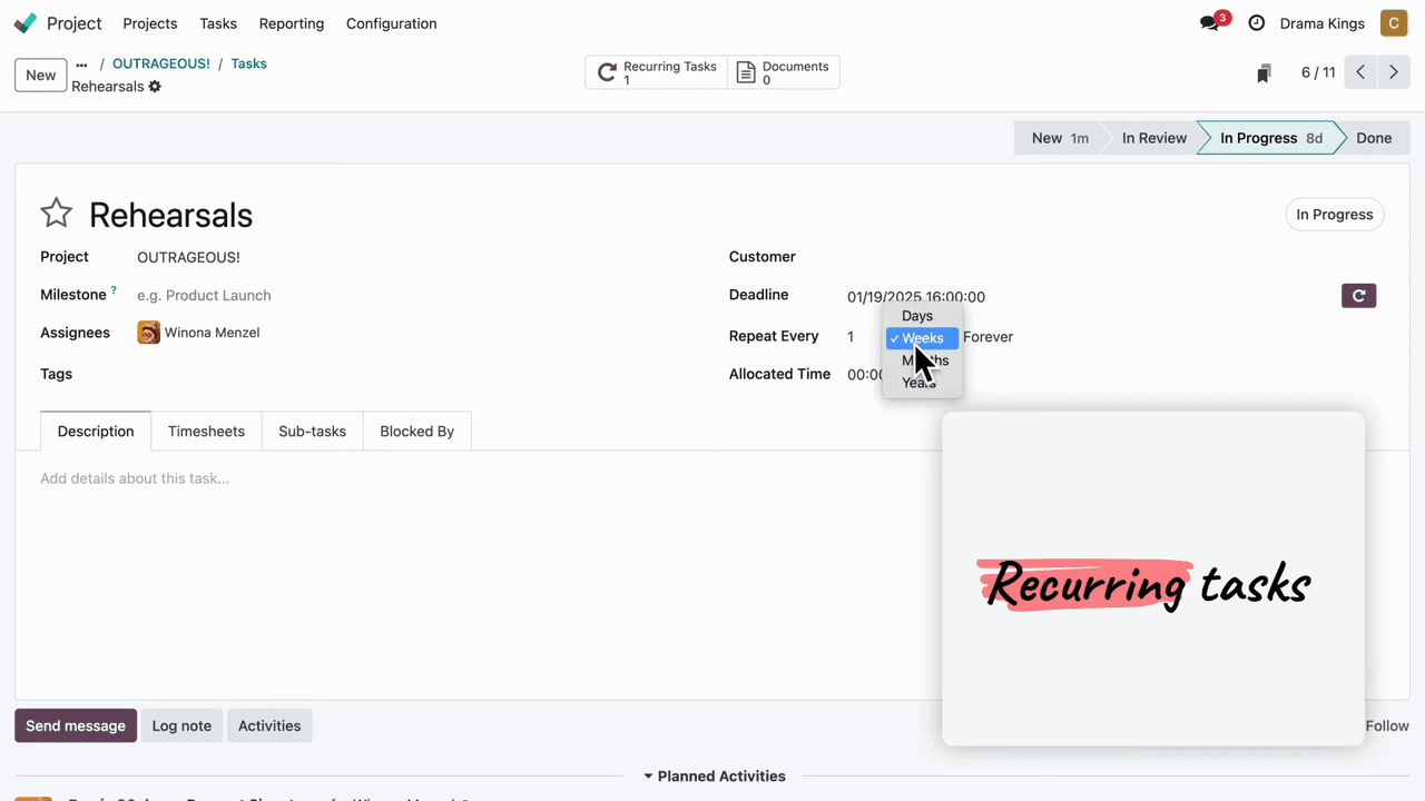 週期性任務設定與頻率選項