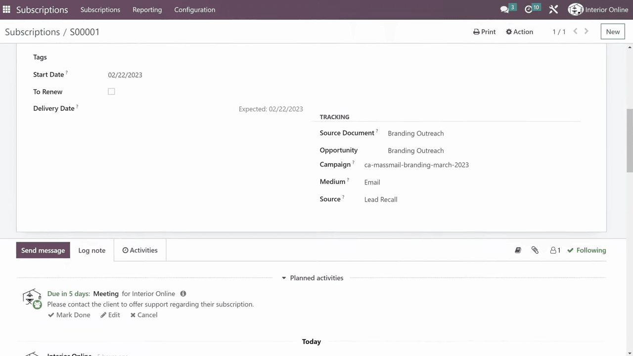 訂閱訂單顯示活動來源歸因