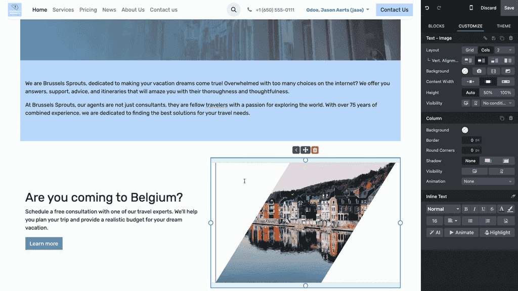 動畫設定面板,顯示捲動和出現觸發條件