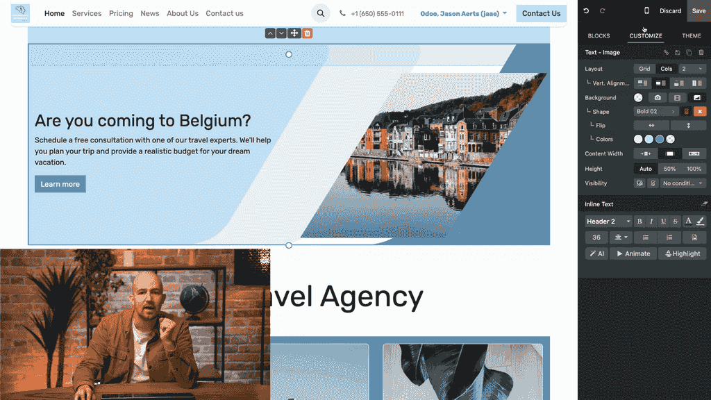 套用了微妙背景形狀的模塊