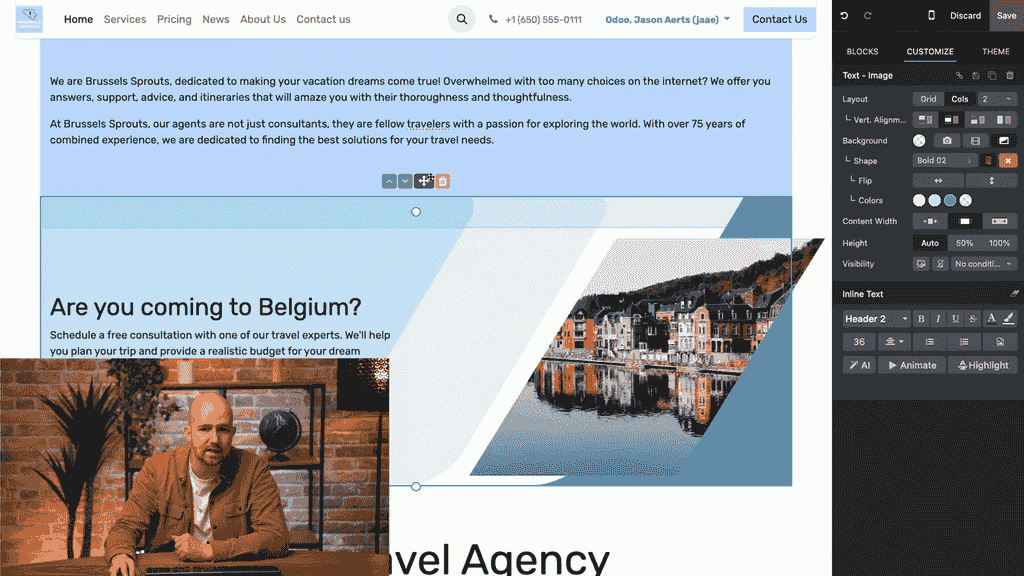 在編輯器中拖放重新排序模塊