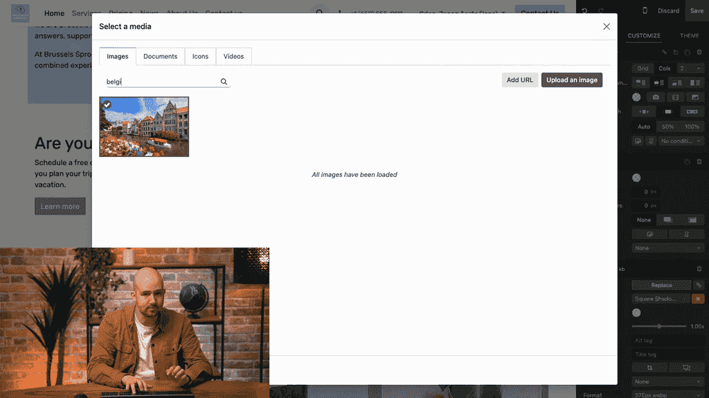 Odoo 中的 Unsplash 圖片搜尋結果