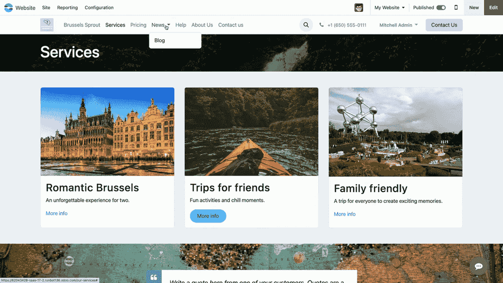 網站上顯示巢狀子選單項目的下拉選單