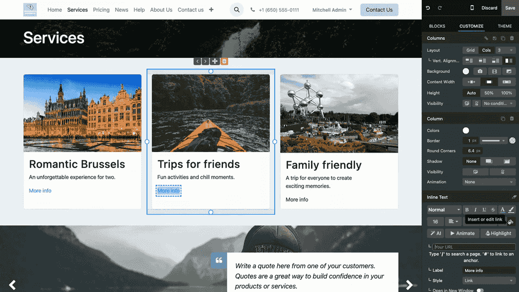 外部連結設定與 Open in new tab 選項