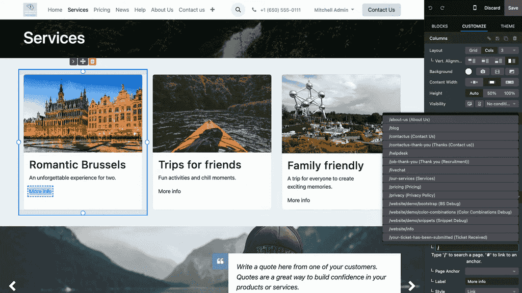 內部連結自動建議顯示符合的頁面