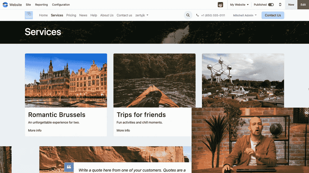 Odoo 網站首頁與導覽元素