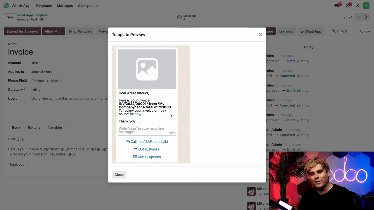 提交前的範本預覽